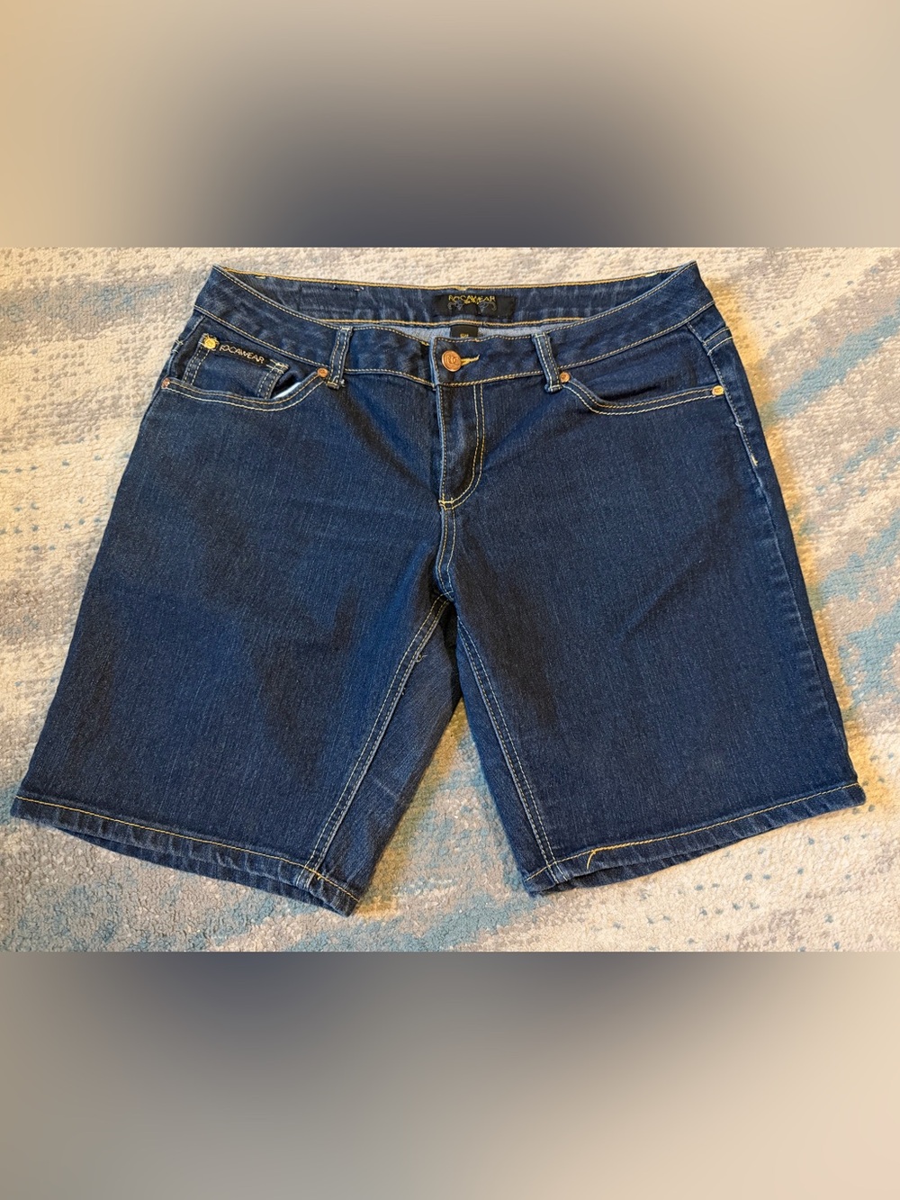 Rocawear Dark Blue Denim Women’s Shorts Size 15, with Embroidered Pockets